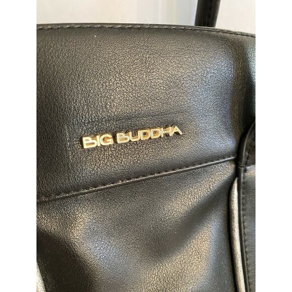 Big Buddha Black Vegan Leather Top Handle Purse - Picture 3 of 11